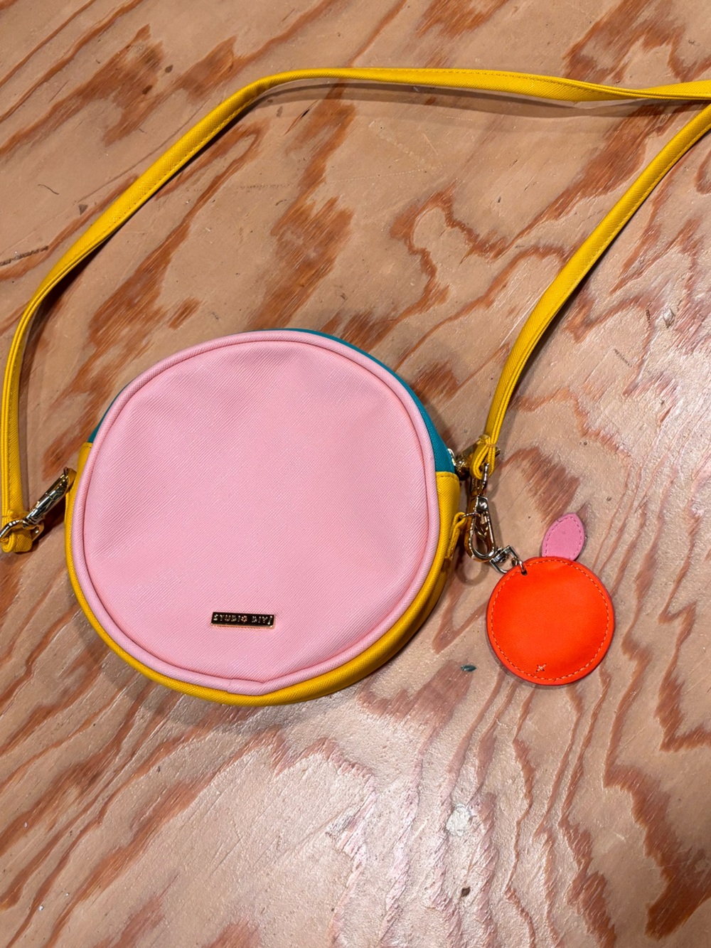 Color block Round Pink Crossbody Bag